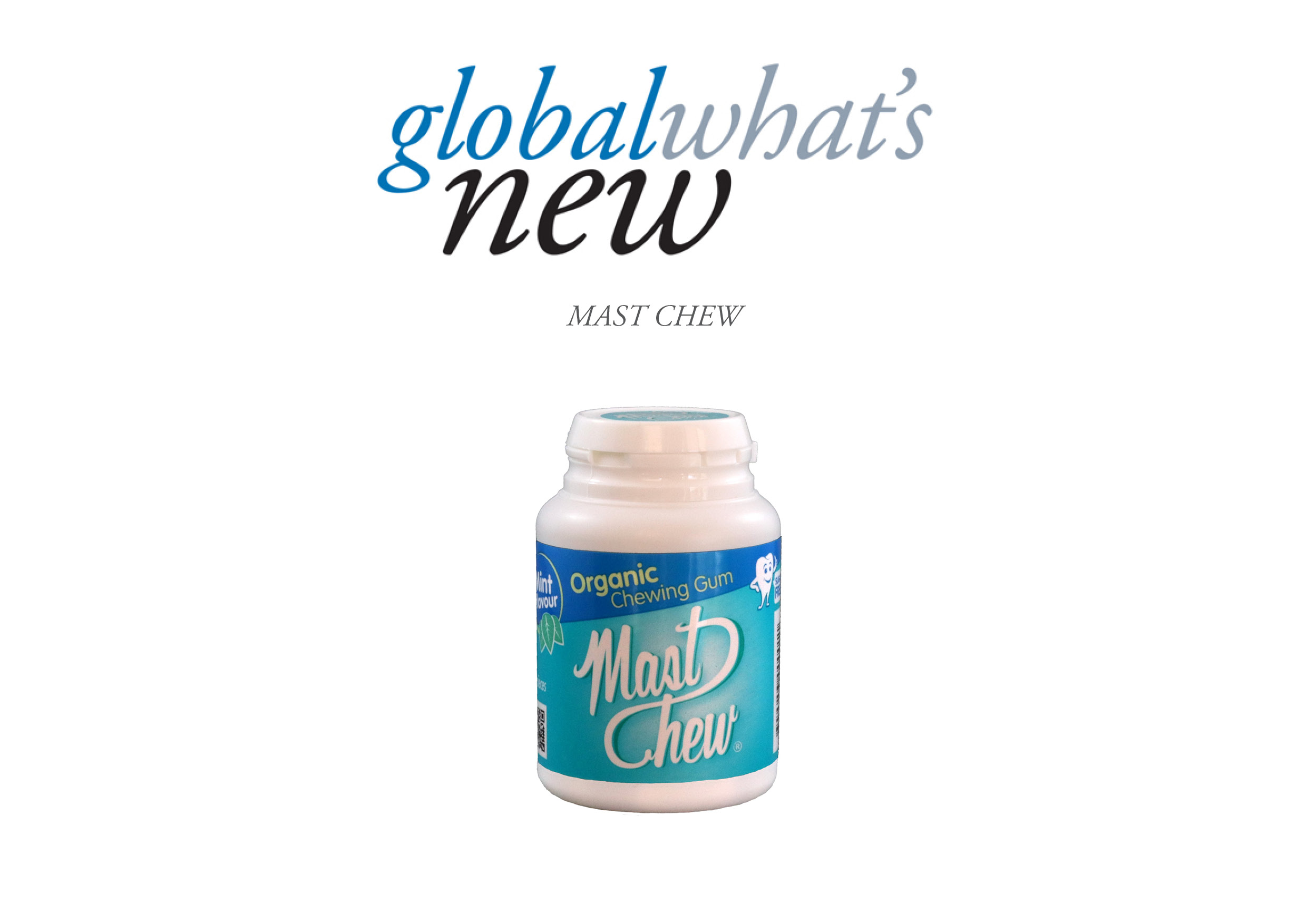 mast chew plant-based chewing gum with a global what's new header