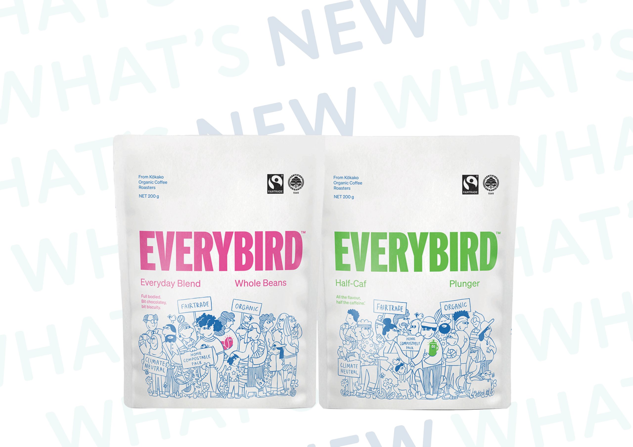 Everybird's Everyday Blend and Half-Caf packaging