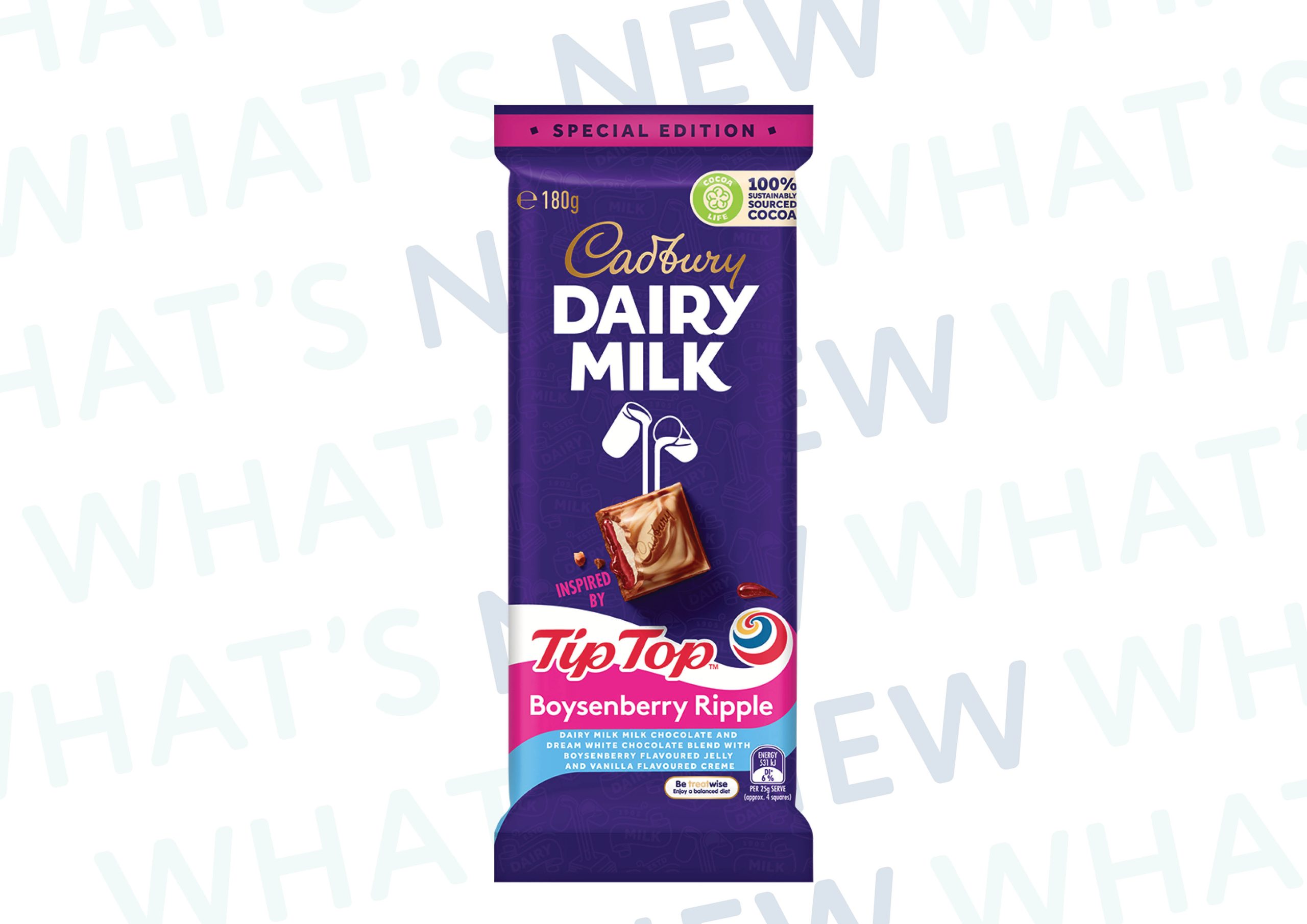 Cadbury and Tip Top Release ta new special edition boysenberry ripple chocolate