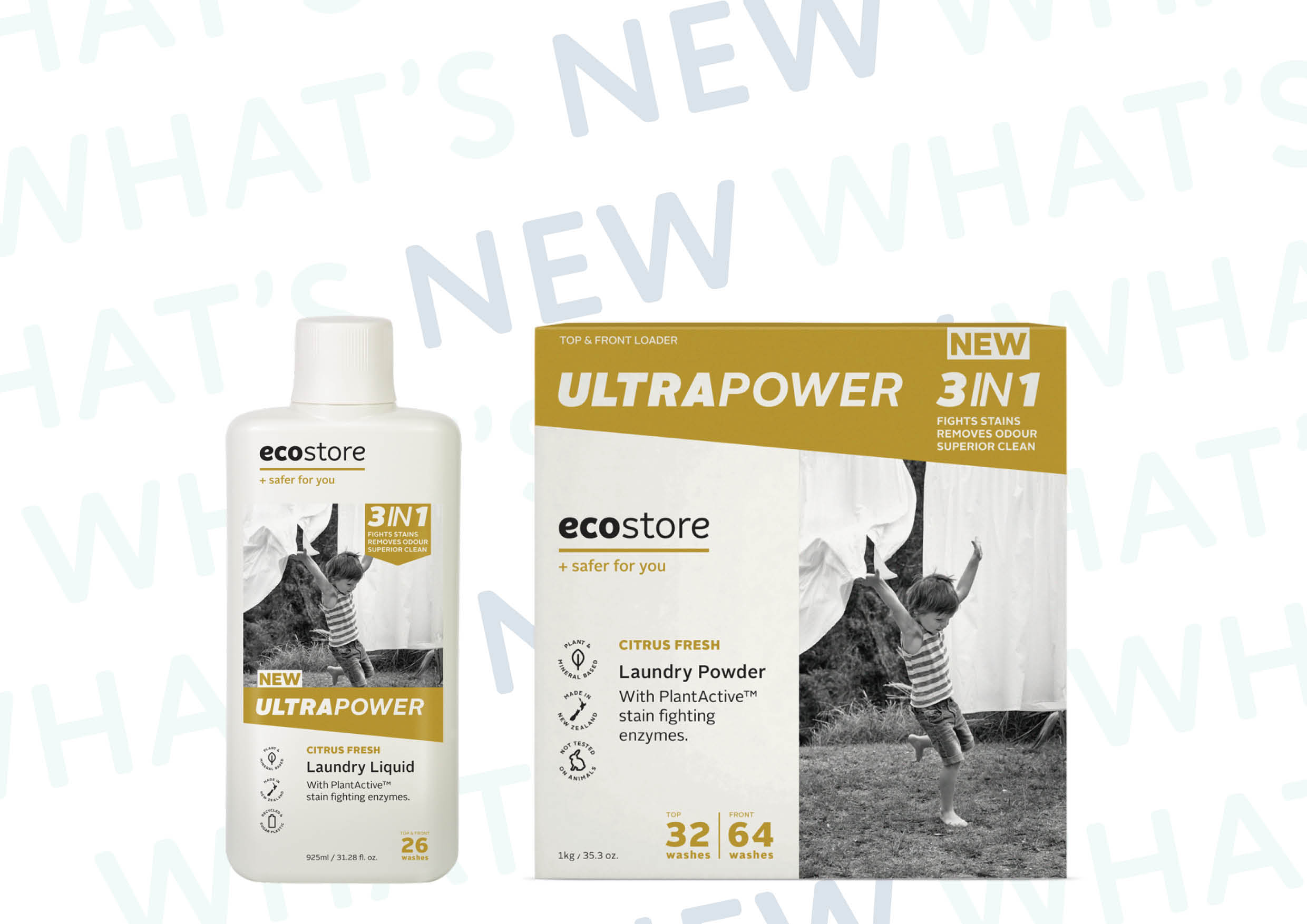 Ecostore, New Zealand's leading sustainability brand, has launched a new Ultra Power 3-in-1 laundry range. Formulated with five PlantActive™ enzymes, it provides a natural and efficient clean.